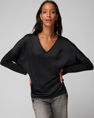 Woven Front Long Sleeve Tee | White House Black Market